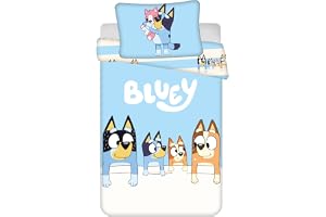 Jerry Fabrics Bluey påslakanset för småbarn – 2-delat bäddset med örngott, baby- och småbarnssängset, 100 × 135 cm täcke + 40