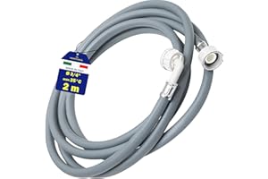 Wąż Doprowadzający Wodę do Pralki i Zmywarki 2 m z Prostym i Kątowym Zaworem Bezpieczeństwa Ø 3/4" Gwarancja 10 Lat - MONTERAL