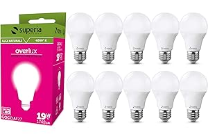 SUPERIA MILANO Superia Lampadina LED E27 Goccia, 19W (Equivalenti 130W) Luce Naturale 4000K RA80, Luminosa 1748 lumen, copertura opale A70, Attacco edison, Risparmio Energetico, Nessuno Sfarfallio SG27N Pacco da 10