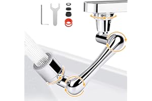 KTUEOV Extension Grifo, 1440° Grifo Giratorio Aireador Grifo con 2 Modos de Flujo de Agua Universal Difusor Grifo Lavabo para M20/ M22/M24, Splash Filter Faucet Latón Extensor Grifo para Cocina Baño