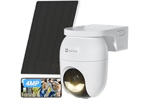 EZVIZ 2K+ Caméra Extérieure sans Fil avec Mode AOV, Caméra à Batterie PT avec Détection de Personnes et de Véhicules, Vision Nocturne Couleur & Défense Active, WiFi 6, CB8 Lite 4MP+5W Panneau Solaire
