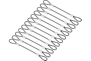 PATIKIL 0.3Ft Safety Cable Lock, 12 Pack Stainless Steel 2mm Dia Security Wire Rope with Double Loop for Stage Lighting Luggage Lock Black