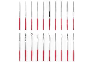 Loscrew 20 Pcs Mini Diamond Needle File Set, 140mm(5.5'') Length Dental File for Glass/Ceramic/Wood Carving/Carbide/Jewelry Profile Cutting
