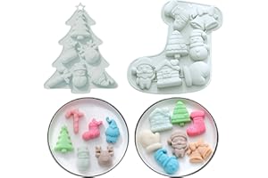 Fyfjur Stampo Natale, 2 Pezzi Stampi Per Cioccolato, Stampo In Silicone, Stampo Ghiaccio Per Torte, Gelatine, Dolci Al Cioccolato