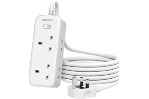 5M Extension Lead with 3 USB Slots, Mscien Extension Cable 2 Way with 13A Fuse, Shaver Plug Adaptor UK, 5 Metre Extension Cord with Wall Mountable for Home, Bathroom, Office 3250W (White)