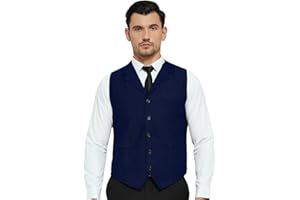 Aiqingch Mens Suit Vest Wool Tweed Classic V-Neck Herringbone Business Formal Dress Waistcoat Regular Fit Vintage Sleeveless Jacket for Wedding Party Prom
