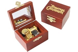 Youtang Spieluhr "Fluch der Karibik", geschnitztes Holz, zum Aufziehen, goldfarbener Mechanismus, musikalisches Geschenk für Weihnachten, Geburtstag, Valentinstag