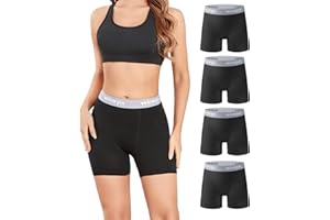 wirarpa Damskie spodnie rowerowe, bawełniane, bokserki pod sukienkę, na lato, długie majtki, 4 sztuki w opakowaniu