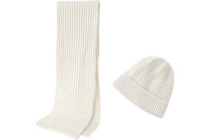 Embouro Wintermütze und Schal aus Merinowolle für Herren, warme Strickmützen, lange Schals für Damen und Herren