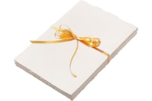 WSICSE 60 Sheets Handmade Paper A5, 160 GSM Watercolour Paper Textured Paper Deckled Edge Papers for Wedding Invitations, Cards, Crafts