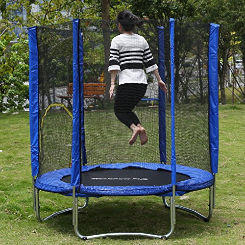 Ancheer Trampolin, Outdoortrampolin, Gartentrampolin, Belastbarkeit ca. 150 kg, Durchmesser Ø ca. 182-213cm - 6