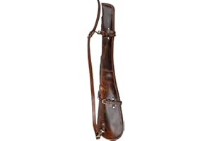 Hulara Western Leather Rifle Bag, Underlever Repeater Rifle Holster Leather Rifle Sheath for Horse Saddle with Adjustable Shoulder Strap