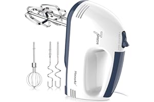 HAOOAIR Electric handheld mixer, 7-speed adjustable kitchen mixer, 5 stainless steel accessories (2 * Dough Hooks, 2 * Beaters, 1 * Whisk), perfect for kitchen and baking food mixers