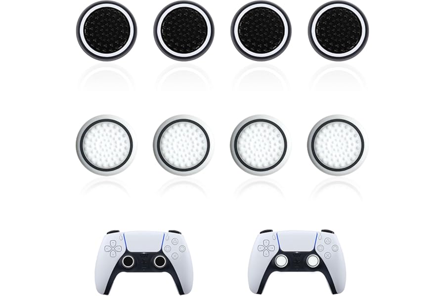 Dreamil 8 x Joystick Rubber Pads for Joystick Grip Joystick Cap Analog Anti-Sliding, Compatible with PS4, PS5, Xbox, Switch Controllers (2 Colours)