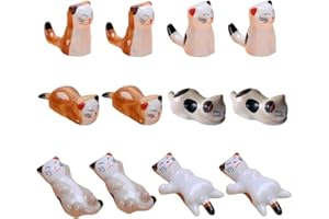 Yueser 12 Pezzi Poggia Bacchette in Ceramica per Gatti,Poggia Bacchette per Gatti in Ceramica Giapponese Animale Squisito Supporto per Gatti Carino Decorazione del Ristorante Casa