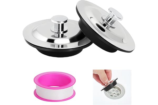 XRVRILE 2 stycken badkarsproppar universal 42–44 mm, dräneringsproppar för badkar med tätningstejp, dräneringsplugg dusch diskho propp