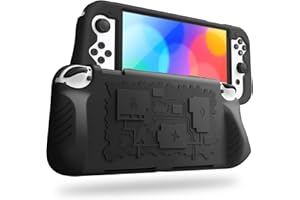 FINTIE Cover Compatibile con Nintendo Switch Modello OLED 7.0" 2021 con 3 Titolari per Schede di Gioco - Protettiva Cover in Silicone Ergonomica Grip Case,
