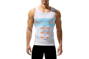 Arjen Kroos Shapewear męska koszulka kompresyjna, elastyczna, wyszczuplająca brzuch, podkoszulek funkcyjny, bez rękawów, A2-biały, XL