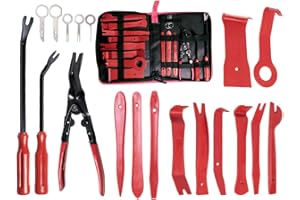 Abiyou 19PCS Kit de Herramientas Desmontaje, Herramienta Desmontaje de Automóviles, Desmontaje de Molduras, Coche Herramientas Kit, Herramientas Kit Desmontar Coche, para Automóviles(Rojo)