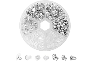 OPIURVY Chiusure per Orecchini in 6 Stili Diversi Sicurezza Orecchino Schiene Tappi a Forma di Farfalla Materia di Gomma Metallo Plastica Orecchini Chiusura Stopper, 320 Pezzi