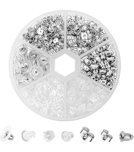 200 Chiusure Silicone Per Orecchini, Universali Oro E Argento, 10.5x6.0mm - Foto 2