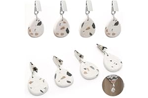 FL HUA 8 Pièces Marbre Naturel de Poids Nappe de Table Exterieur, Pince avec Poids pour Nappe en Forme de Gouttelette, Poids de Nappe Anti Vent Lourds pour Fête, Maison, Mariage, Décoration de Table