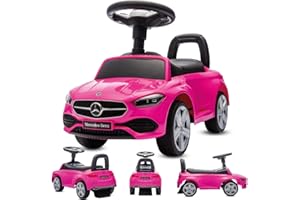 sun baby Voiture à Pousser Mercedes C-Class dès 12 Mois avec Volant Audio, Compartiment de Rangement, Protection Anti-basculement (Rose)