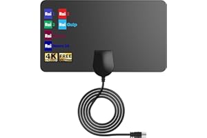 SZKALAK Antenna TV Interna Amplificata Potente con Base Magnetica - Antenna TV Portatile a Lungo Raggio, Facile Installazione, Supporto 4K 1080p DVB-T/DVB-T(5 Metri)
