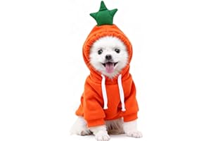 TENHCREEK Costume de Noël Chien,Capuche Déguisements Chien Noel,Polaire Manteau pour Chats Et Chiens,Déguisements pour Grands,Moyens et Petits Animal de Compagnie,Carotte Cosplay Chiot Chat Costumes M