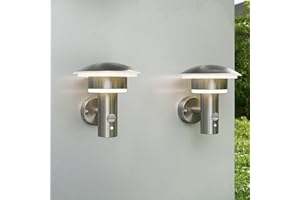 NBHANYUAN Lighting 2PCS Outdoor LED Wall Light with Motion Sensor,4 Lighting Modes Outside Lights,SUS316 Stainless Steel Wall Lamp IP44 Waterproof 3000K Warm White for Porch,1000LM