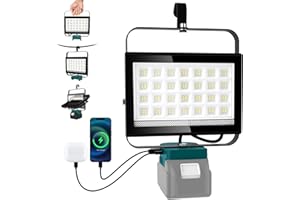 Lámpara a Batería para Makita 18-21V, NATPOW Foco LED (Sin Batería), Luz de Trabajo Portátil Tipo C/USB de 2 Modos,100W Lámpara Camping Trabajo para Obras, Garaje, Reparación de Coches