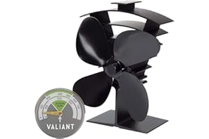 VALIANT FUN Valiant Premium IV stove fans and magnetic thermometer Black