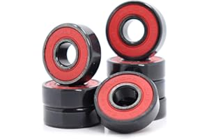 FUSHIBEARING Rodamientos 608RS, 8 x 22 x 7 mm, ABEC-9, rojo sellado con rodamientos de grasa 608-2RS, alta velocidad para monopatín (Pick de 8 unidades) (rojo)