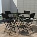 Produktbild lingjiushopping Outdoor Esstisch Set 5-teilig Poly Rattan Schwarz Polyrattan Farbe: Schwarz Material: PE Rattan + pulverbeschichtet Stahlrahmen
