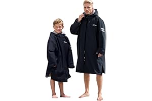 Owntop Waterproof Changing Robe for Adults Kids - Windproof Hooded Coat with Soft Warm Sherpa Fleece Lining | Custom Velcro Patch | Oversized Dry Swimming Robe for Surf and Beach