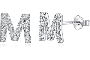 TIZU Orecchini con Lettere in Argento 925 Alberino Orecchini Anallergici per Donna Bambina Ragazza Orecchini Piccoli Iniziali con Zirconi Cubici Idee Regalo per Lei