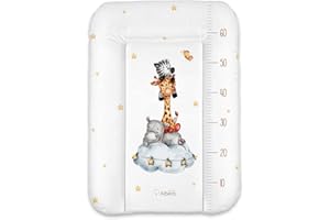 ALBERO MIO Wickelauflage 50 x 70 cm abwachbar Baby Wickelmatte Kommode Weiche Wickeltischauflage Folie PVC ÖKO-TEХ-zertifiziert (Safari Team)