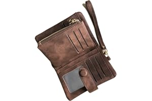 AOXONEL Women's Small Bifold Leather Wallet RFID Blocking Ladies Wristlet with Card Holder id Window Coin Purse