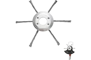 KLINNA 6 Kopf 200mm Unkrautbürste für Rasentrimmer & Freischneider | Robuster Stahldraht Rasentrimmerkopf | Wildkrautbürste Zubehör für Benzin-Rasenmäher, Gartenrasentrimmer-Schneidkopf