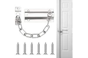 Gulfmew Cerradura de Cadena de Puerta con Tornillos Cadena de Seguridad Antirrobo Más Gruesa para Ventana Cerradura para Puerta Interior Puerta de Entrada Hogar Apartamento Dormitorio Hotel(Plata)