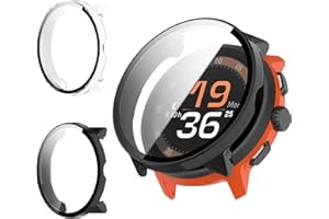 Haofun 2 Pezzi Cover per Suunto Run, con 9H HD Ultra Vetro Temperato Pellicola Protettiva, PC Protettiva Custodia, Protezione Completa - Nero + Trasparente