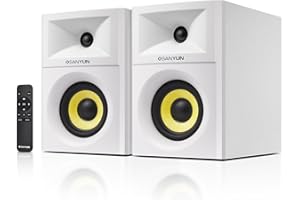 Sanyun SW205 4" Bookshelf Speakers | Immersive HiFi Audio with Virtual Surround | Flagship DAC/DSP Engine | Geometric Diffusion Cabinet | 80W, Bluetooth 5.4/Optical/AUX Inputs, Wireless Remote, White