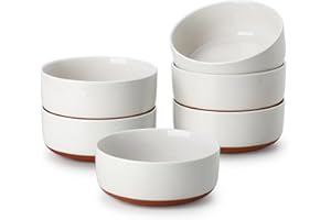 MALACASA Cereal Bowls Set of 6, 24 OZ Ceramic Bowls for Kitchen, Soup Bowl Breakfast Bowls, Dishwasher Microwave Safe, Khaki White, Series Tara