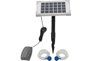 Woodside Solar Oxygenator Air Pump for Pond - 2.5W Aerator 2 Air Stone Oxygen Pump for Garden, Aquarium Fish Tank