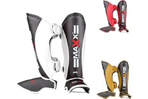 MAXX PRO BOXING GEAR MAXX Adult Maya Grain Leather Boxing Shin Guard Instep Pad Leg Protectors Support Martial Arts