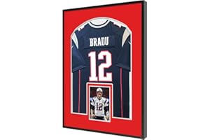 UXENI Aluminum Alloy Sports Jersey Display, Football Shirt Shadow Box, DIY Adult Shirt Frame Display Kit (XK-04 Red Card + Arches Shape Frame)