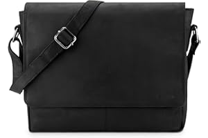 LEABAGS Borsa a Tracolla in Pelle per Uomo e Donna | Borsa per Laptop in Vera Pelle fino a 14 Pollici | Messenger Bag con Tracolla | Borsa da Lavoro, Trasporto e a Mano