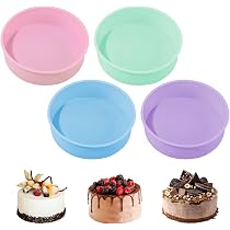 Lot De 4 Moules à Gâteau Ronds En Silicone - Diamètre 15,5 Cm, Hauteur 5,5 Cm, Antiadhésifs | Pour Four, Air Fryer, Micro-ondes - 8