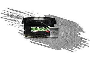 Nikkolor PERLA D'ORIENTE SILVER - SABBIATO ARGENTO 2.5L - FINITURA DECORATIVA PER INTERNI ANTIMUFFA E ANTIBATTERICA (1 toner ml 250 incluso) Colore: Crete Grey