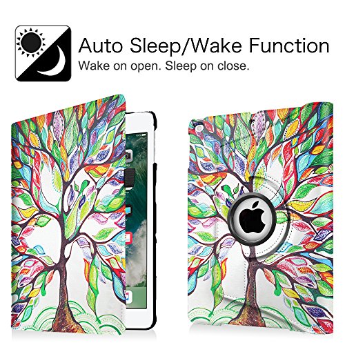 Fintie iPad 9.7 Zoll 2017 / iPad Air Hülle – 360 Grad Rotierend Stand Smart Cover Case Schutzhülle Tasche mit Auto Schlaf / Wach Funktion für Apple iPad 2017 Neue Modell / iPad Air 2013 Modell (Nicht geeignet für iPad Air 2), Liebesbaum - 2